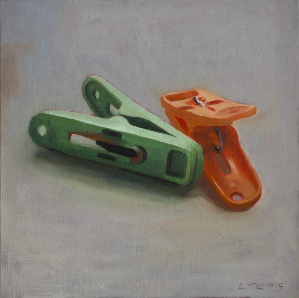 Dos ganchos o el encanto de lo intrascendente / Óleo sobre lino