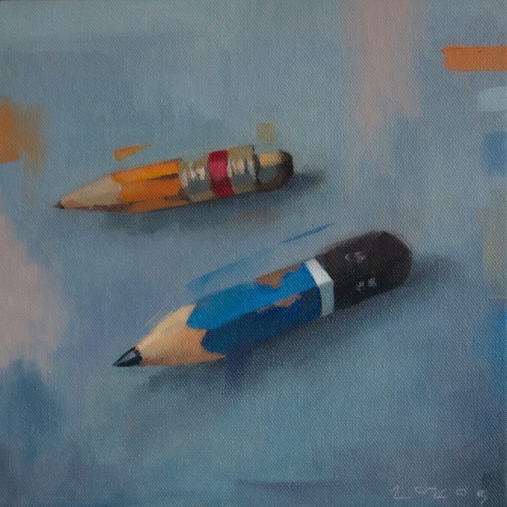 Dos lápices, Óleo sobre lienzo